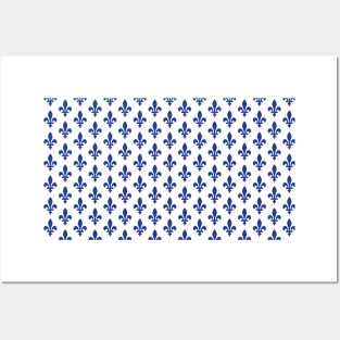 Lily Flower Pattern | Fleur de Lys du Québec | Blue and White Posters and Art